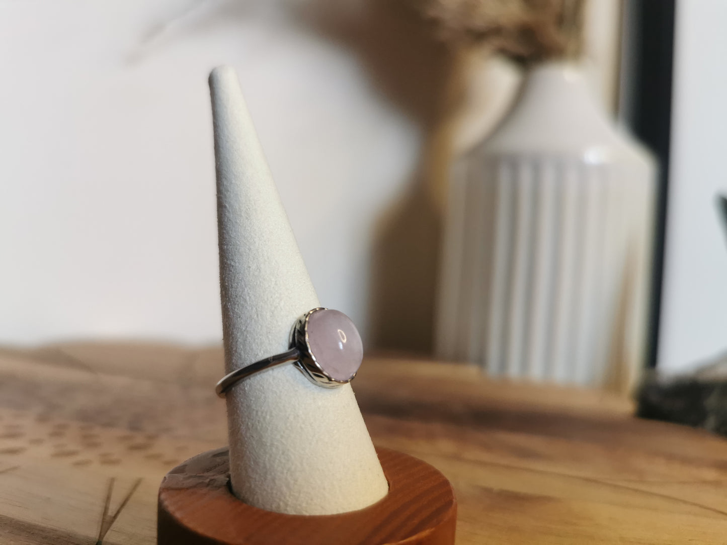 Kunzite Adjustable Ring Silver-Plated