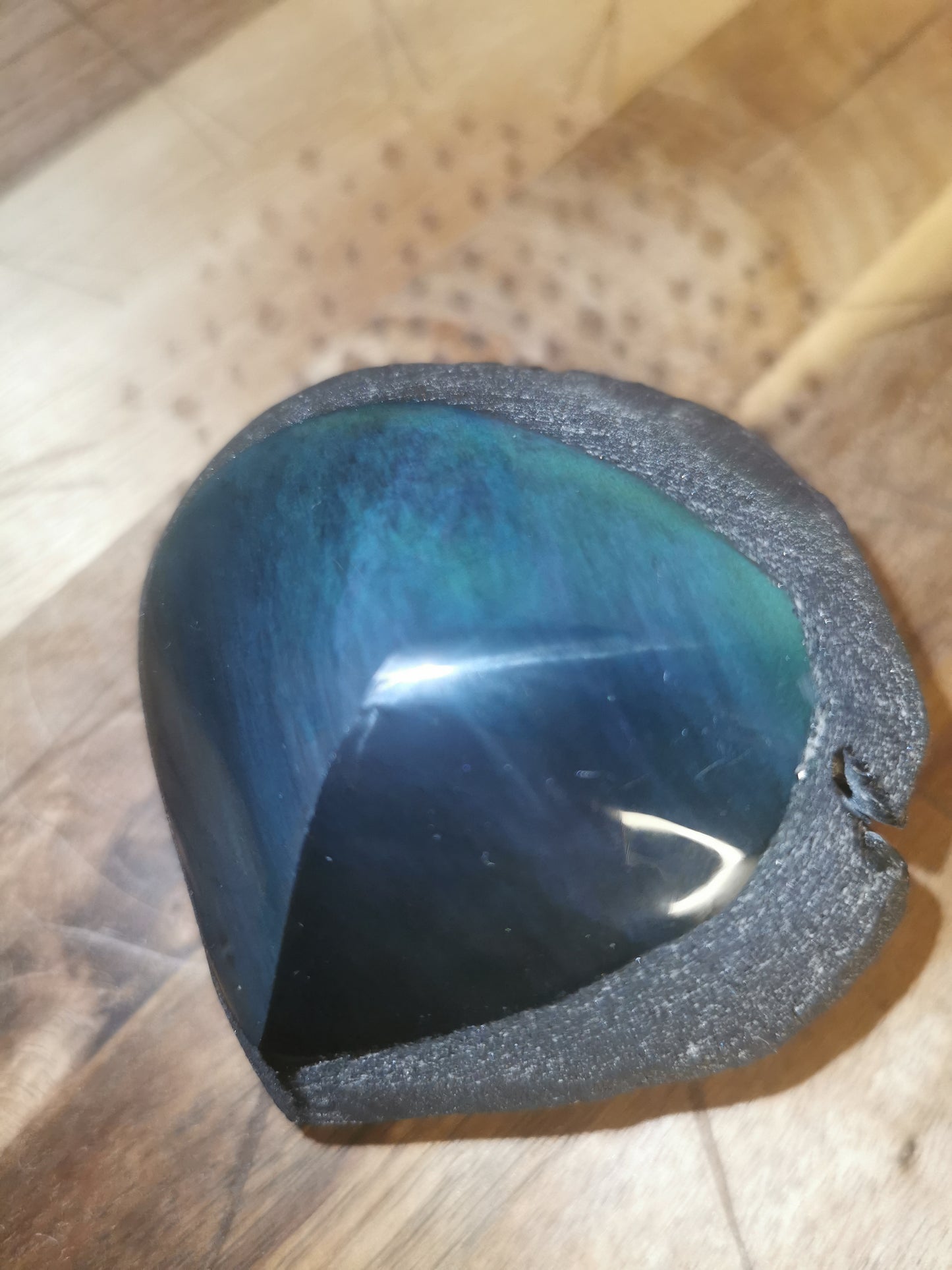 Raw Edge Rainbow Obsidian Cut Base