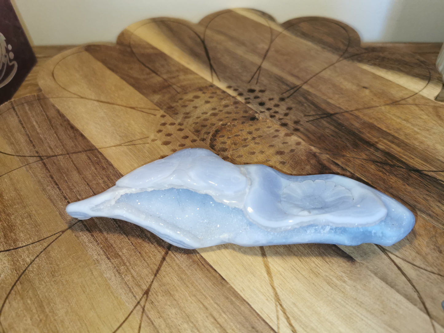 Blue Lace Agate Flower & Butterfly Carving 🌊