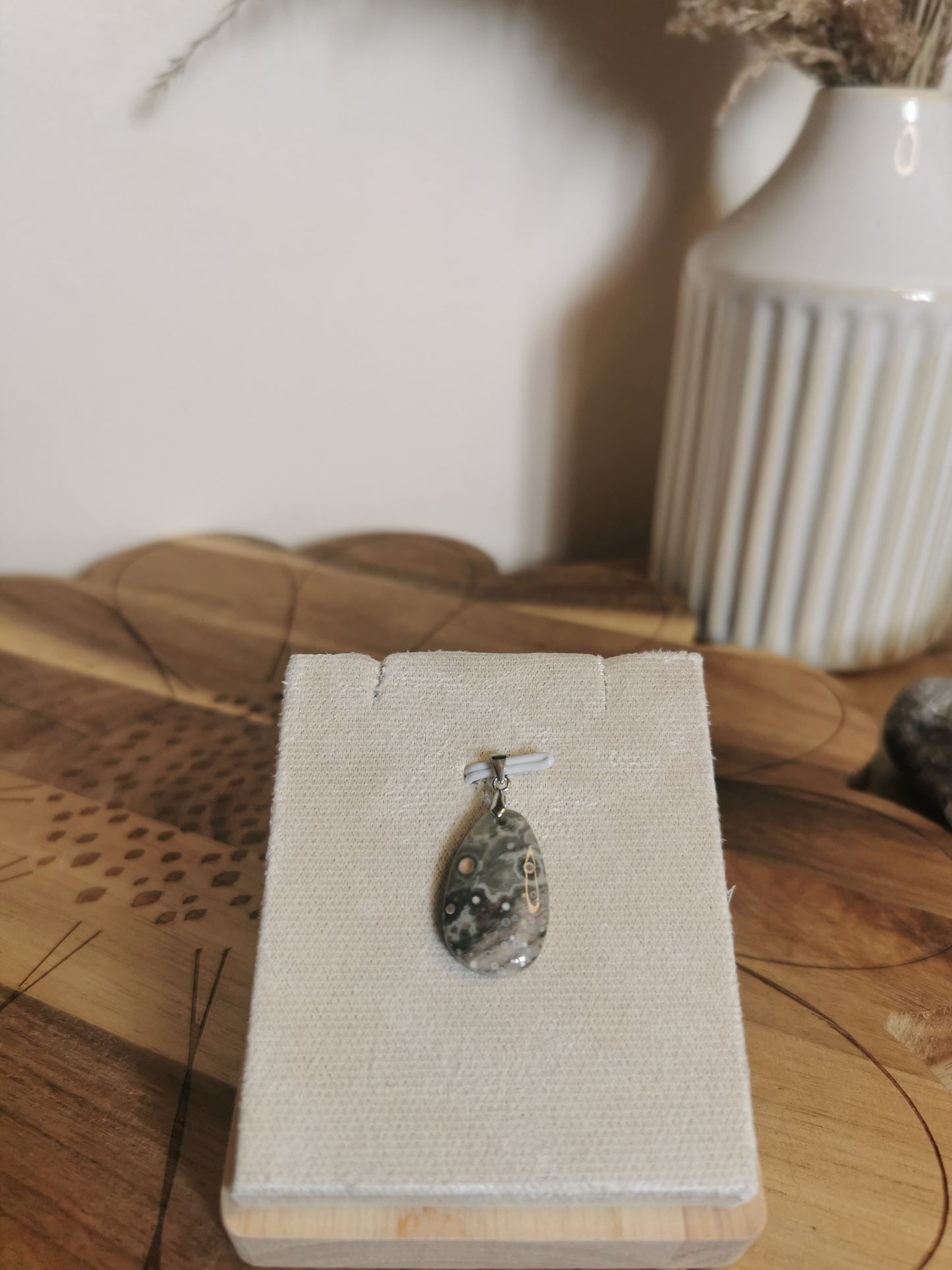 Ocean Jasper Teardrop Pendant – 925 Silver✨️