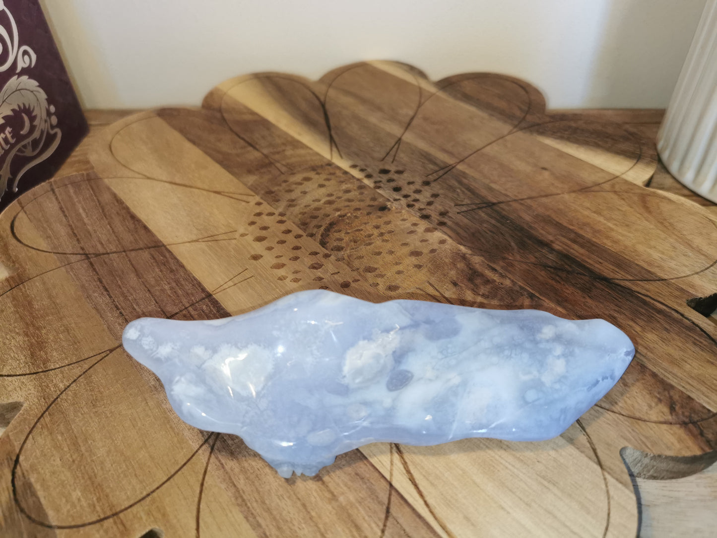 Blue Lace Agate Flower & Butterfly Carving 🌊