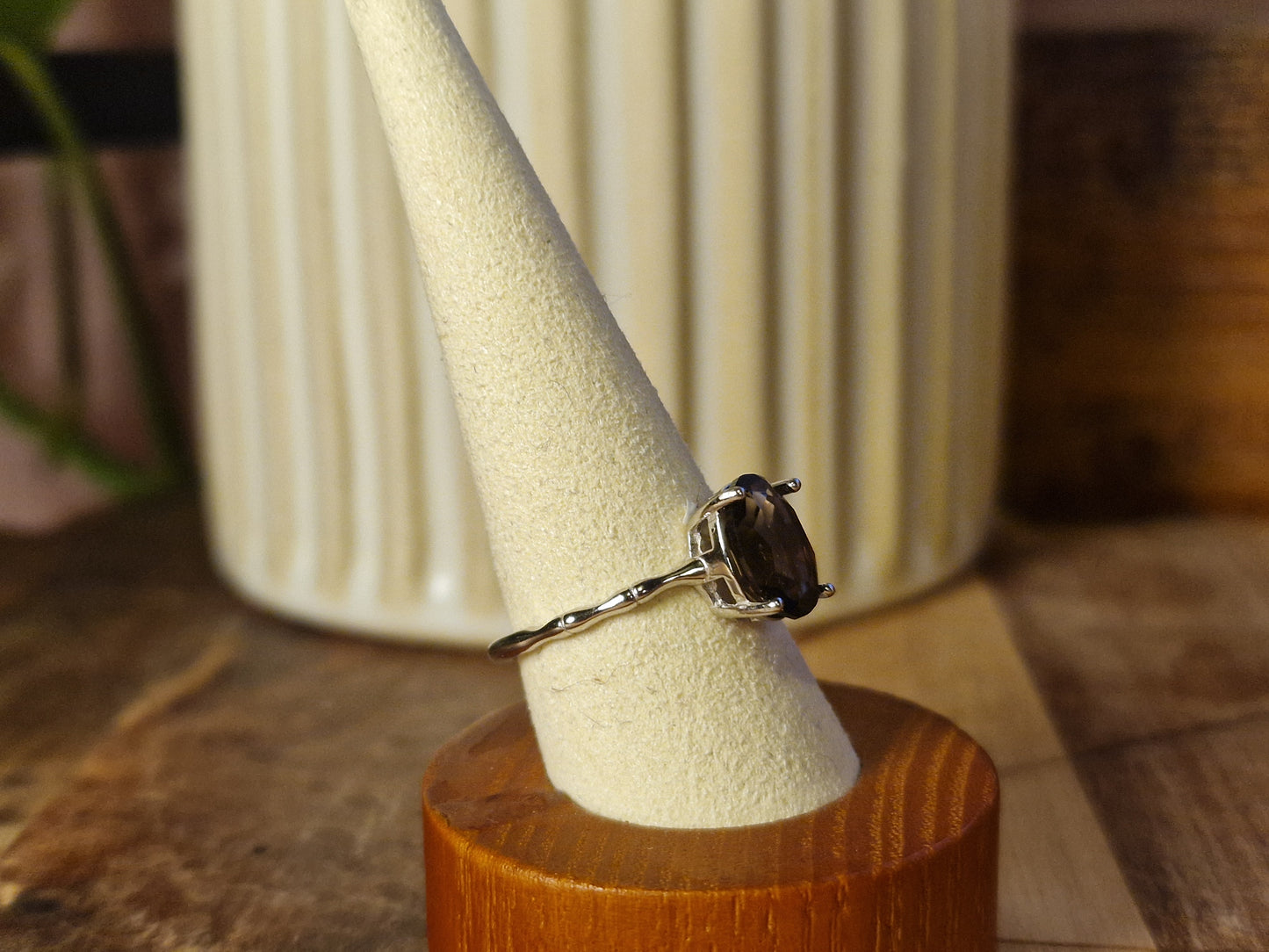 Smoky Quartz 925s Adjustable Ring