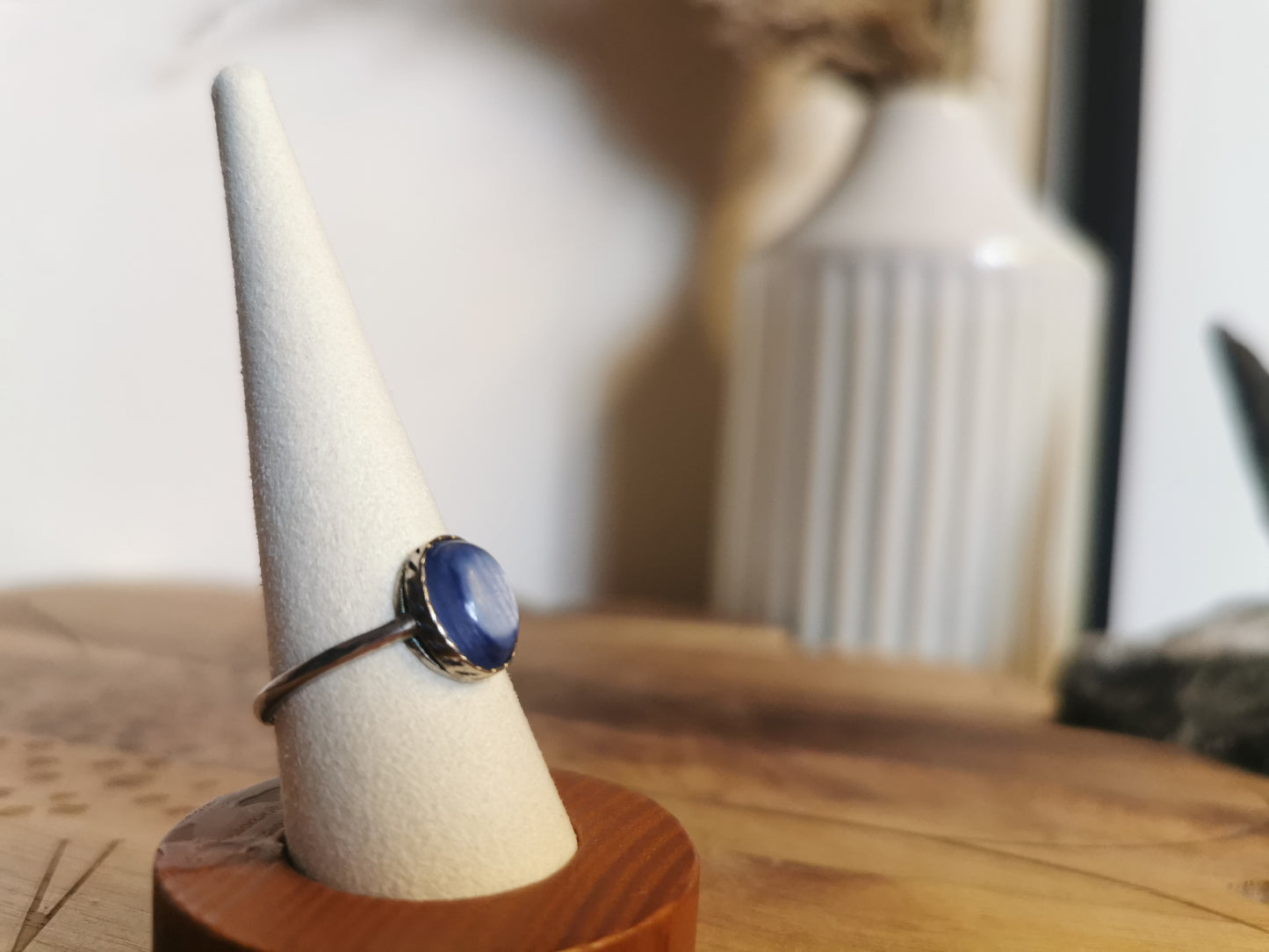 Blue Kyanite Adjustable Ring Silver-Plated
