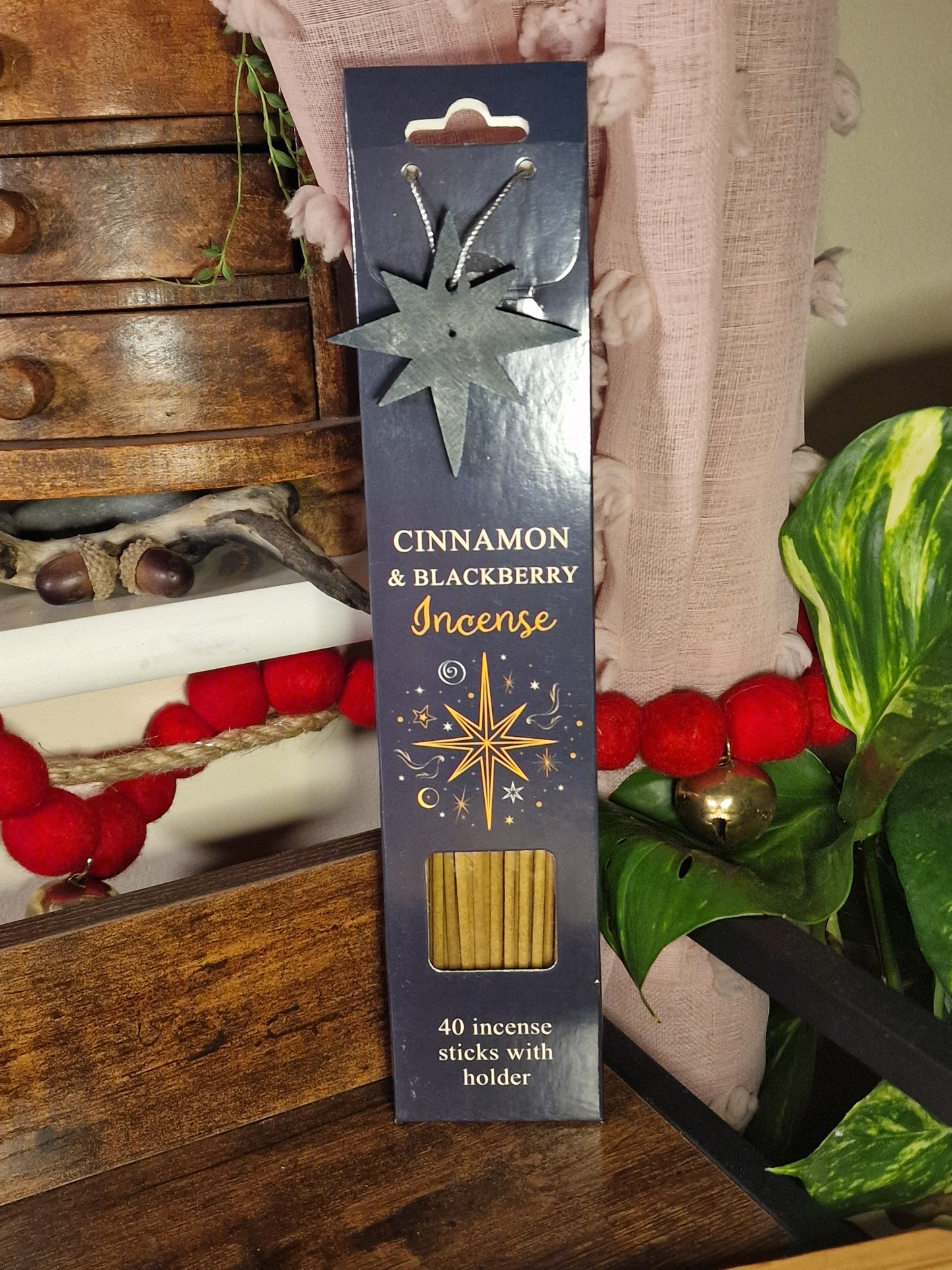 Starry Night Incense Gift Set ~ 40 Sticks & Wooden Star Holder