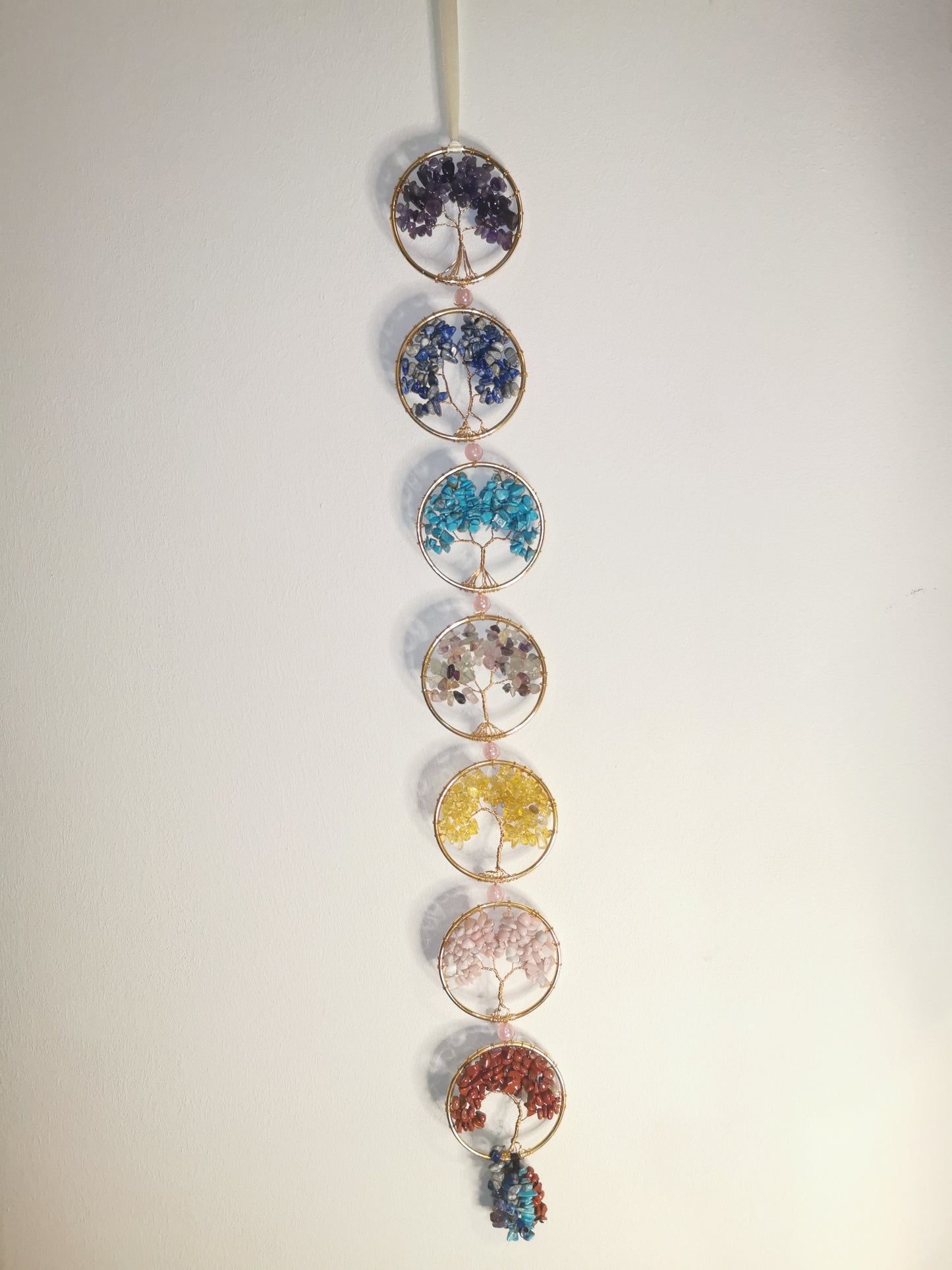 Seven Trees Wall Hanging — Chakra-Inspired Crystal Harmony