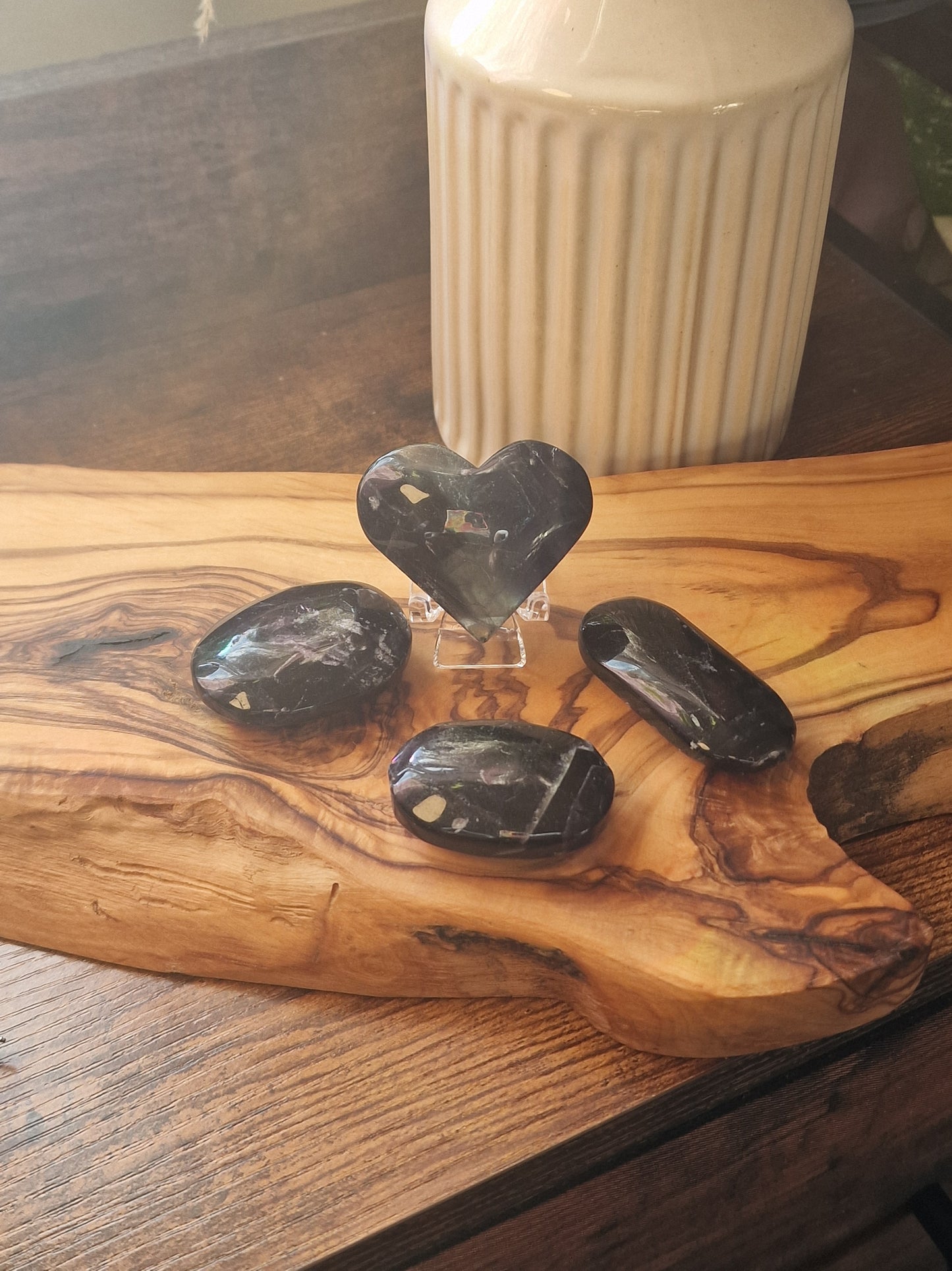Black Rose Fluorite ~ Palms & Hearts