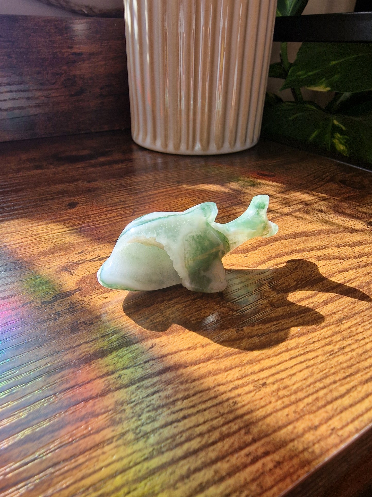 Moss Agate Dolphin (~5cm)