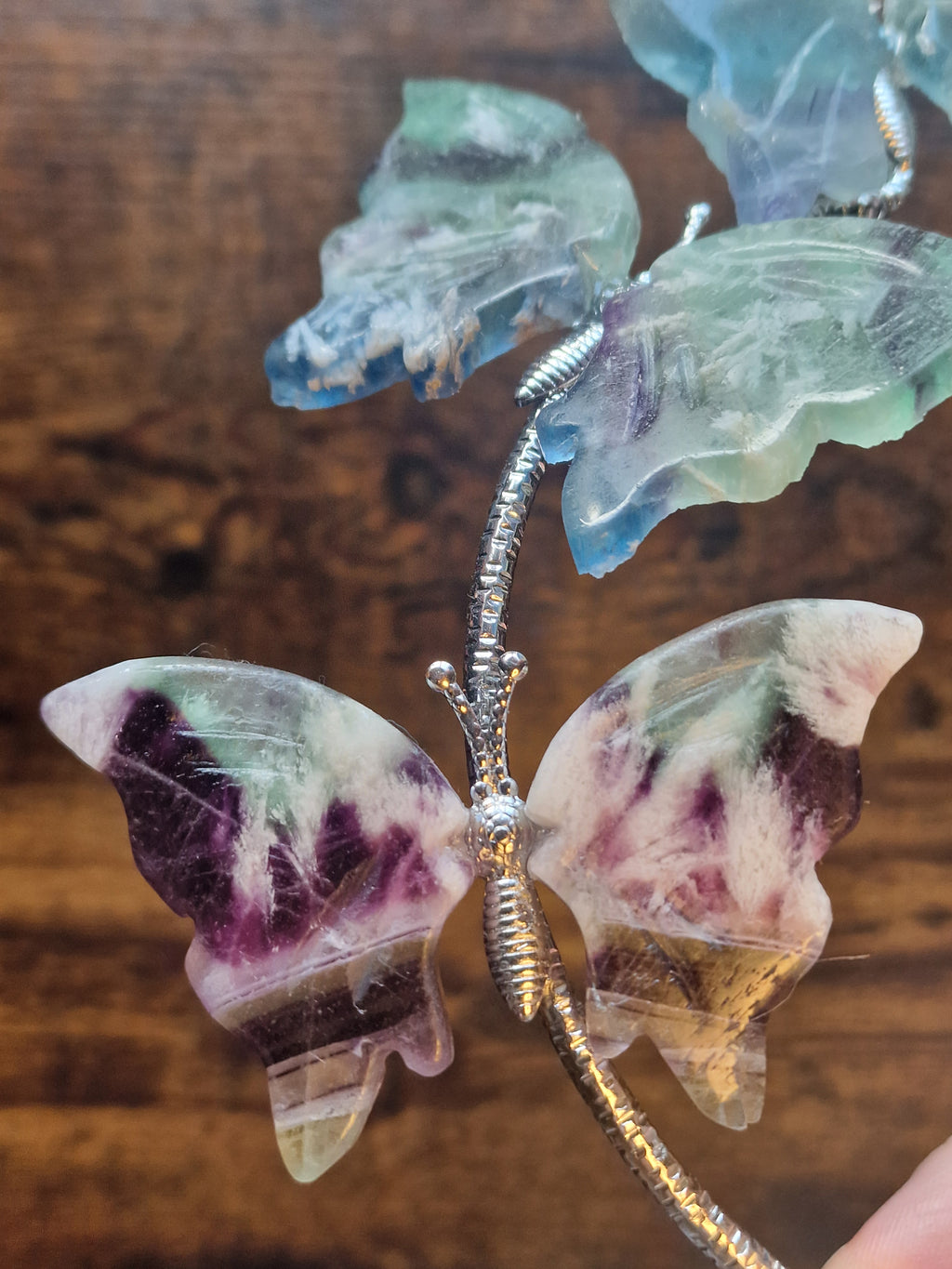 Feather Fluorite Sphere & Butterfly Display Stand