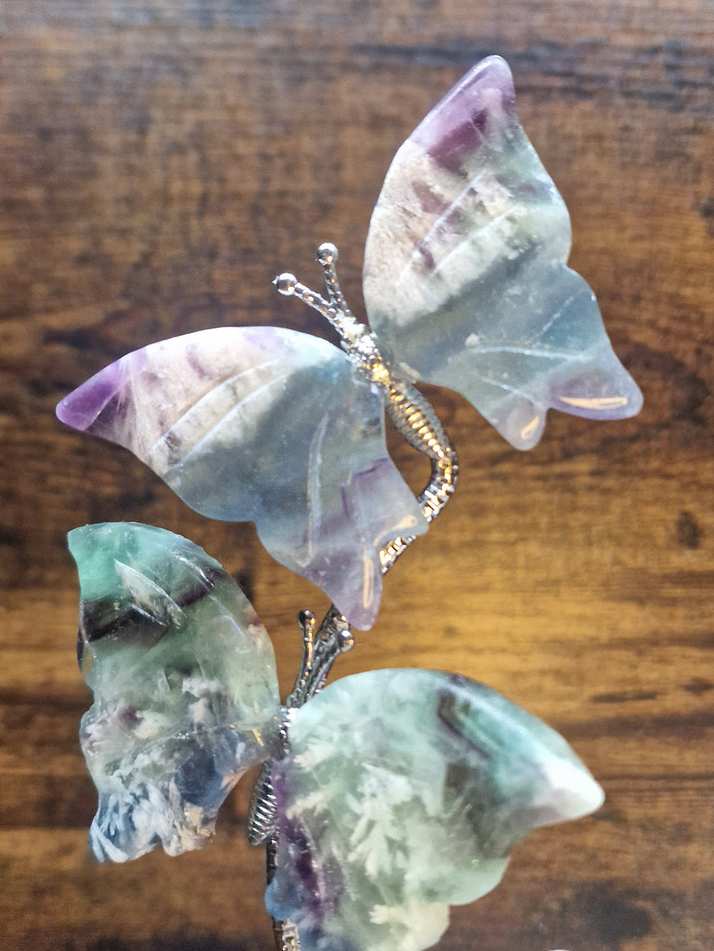 Feather Fluorite Sphere & Butterfly Display Stand