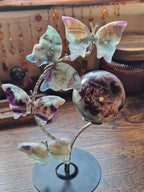 Feather Fluorite Sphere & Butterfly Display Stand