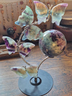 Feather Fluorite Sphere & Butterfly Display Stand
