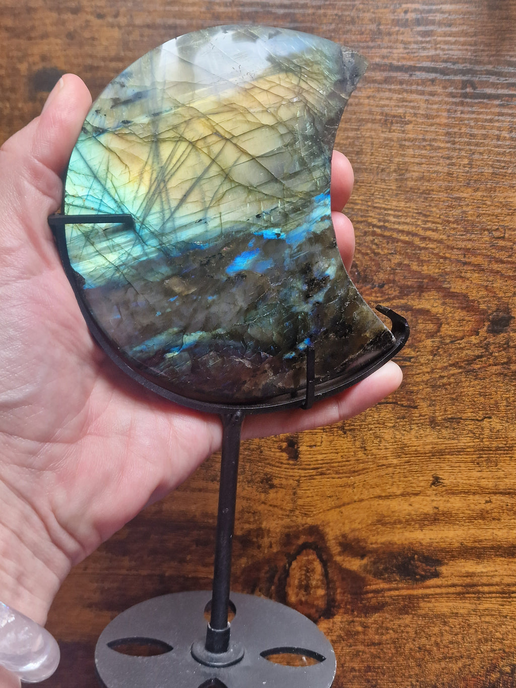 Labradorite Moon Carving on Stand
