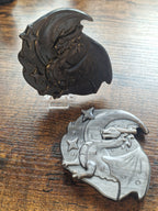 Silver Sheen Obsidian Dragon & Stars Plaque