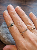 Ivy Split Chevron with Black Onyx Ring Size N