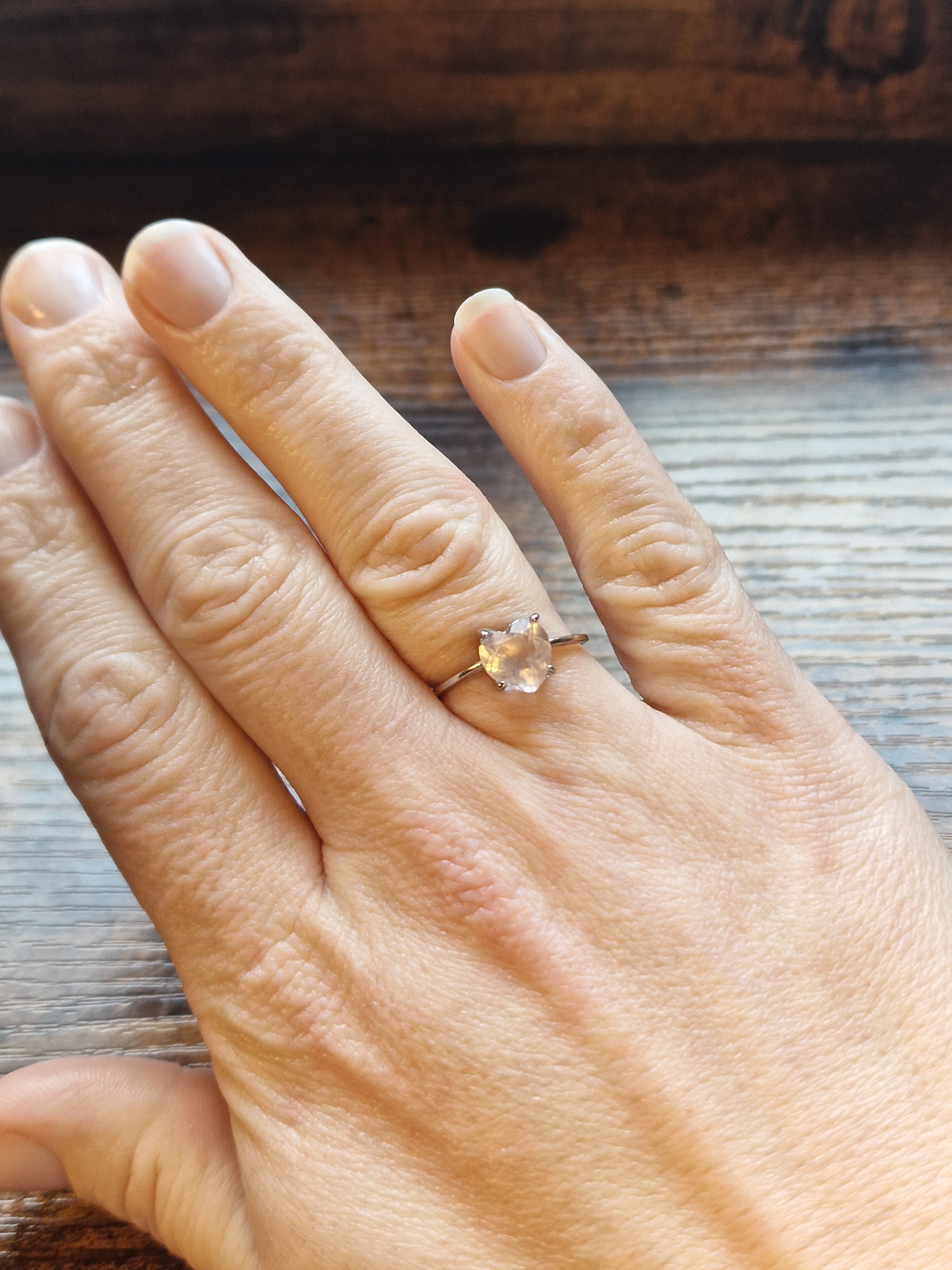 Rose Quartz Heart Ring