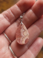 Rhodochrosite Teardrop, 925 Silver Pendant with Chain