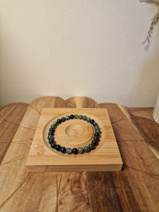 Moss Agate 6mm Bracelet