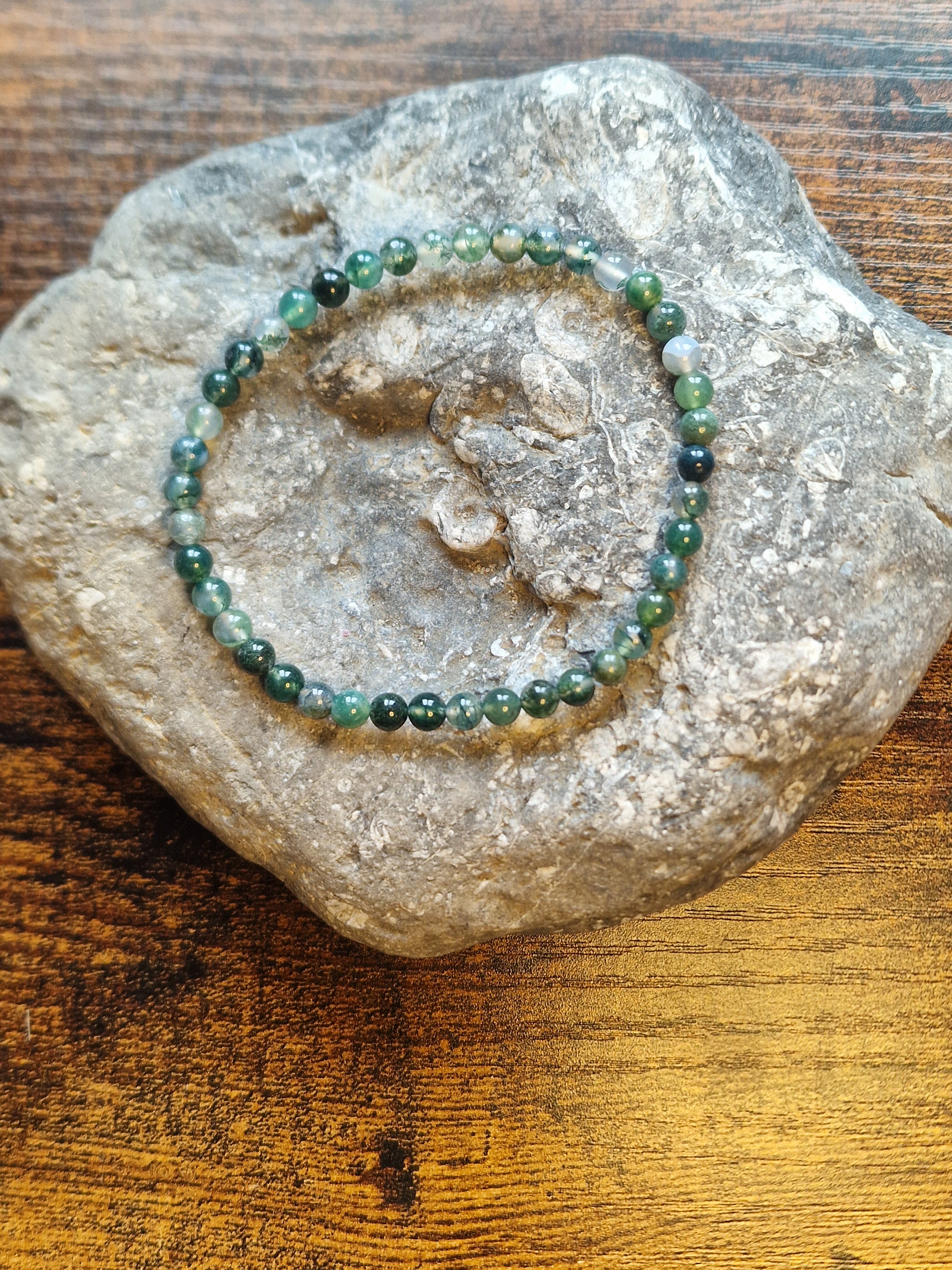 Moss Agate Bracelet ~ 4mm