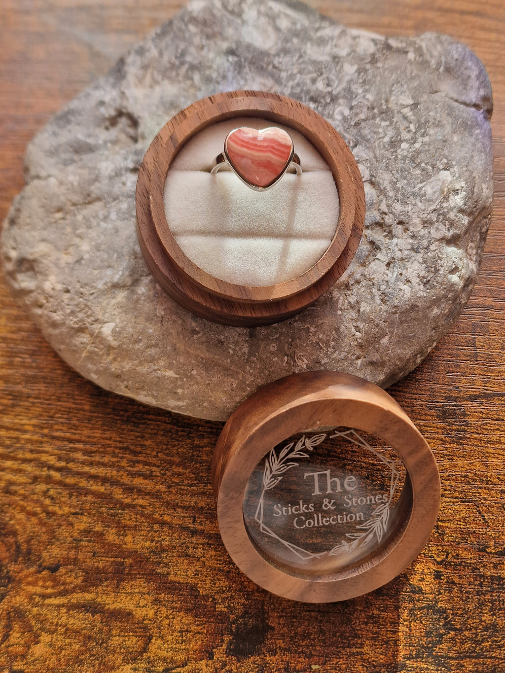 Rhodochrosite Heart Ring