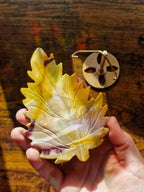 Mookaite Druzy Crystal Leaf on Gold-Coloured Stand