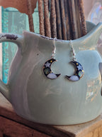 Stellar Crescent Moon Abalone Shell Earrings | Black or Purple