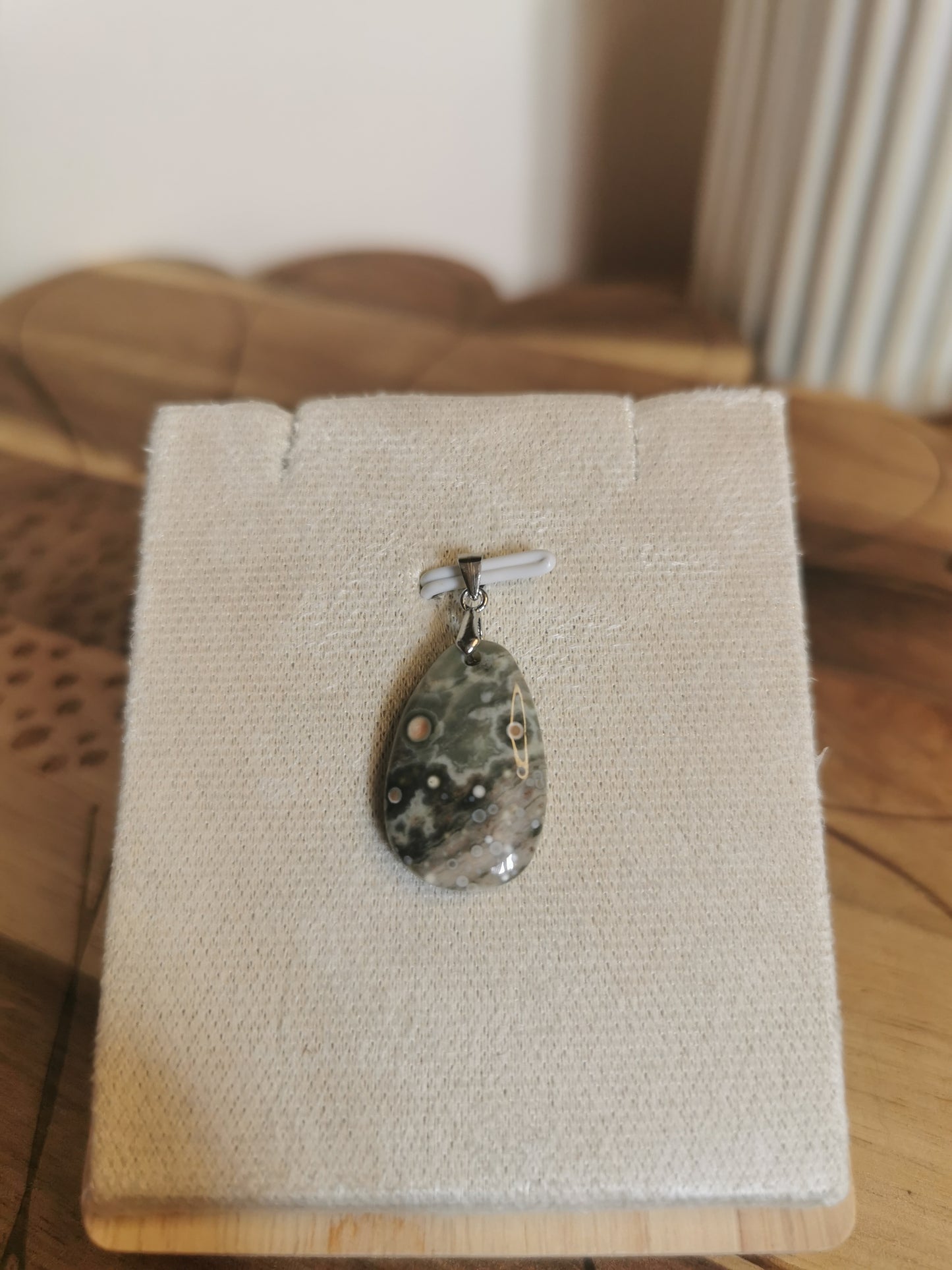 Ocean Jasper Teardrop Pendant – 925 Silver✨️