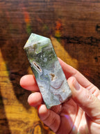 Chunky Moss Agate Druzy Tower