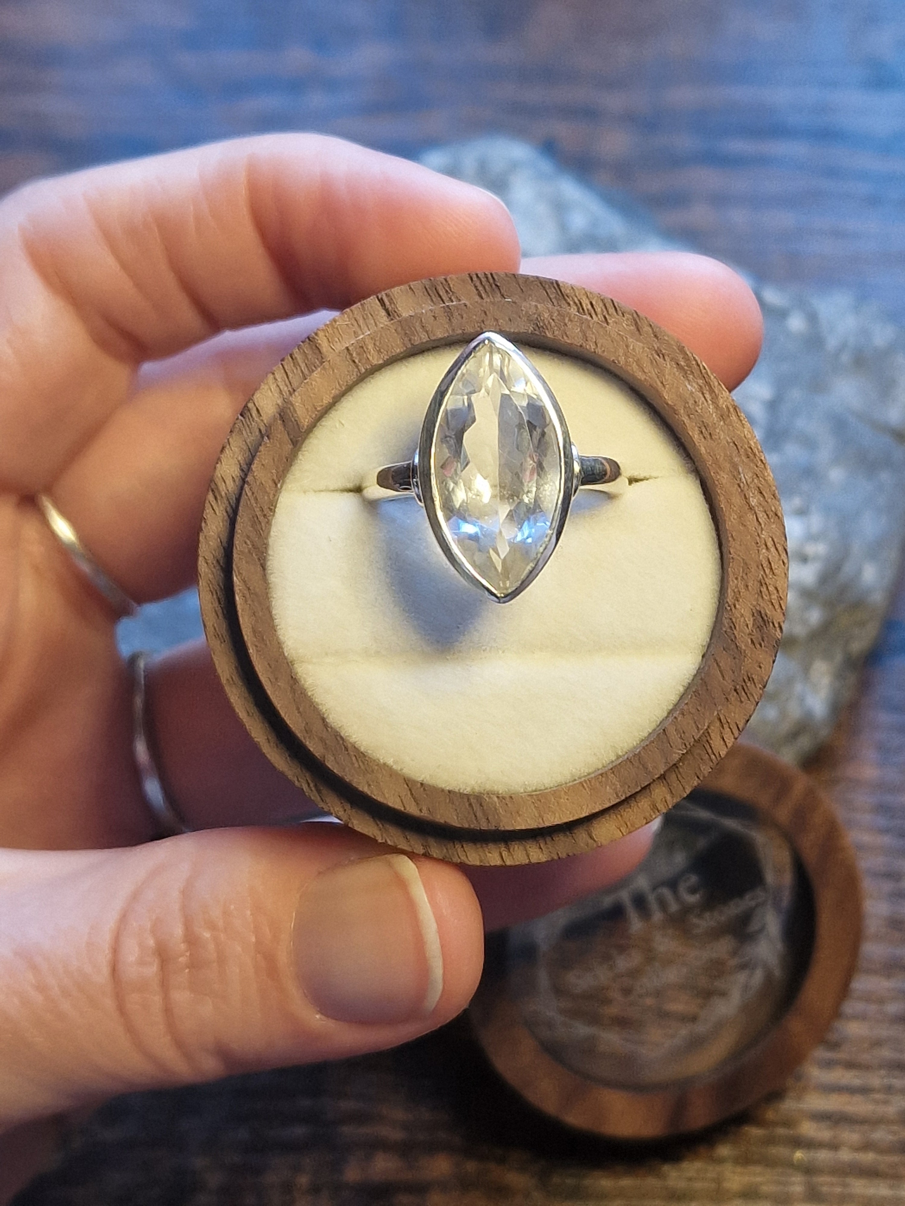 Samira Plain Marquis Clear Quartz Ring Size S