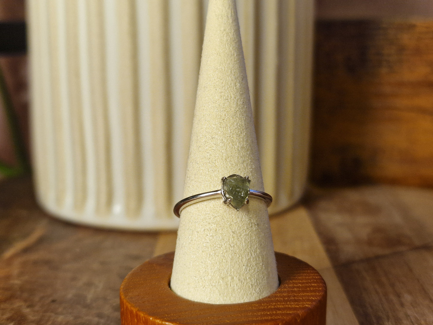 Moldavite 925s Adjustable Ring