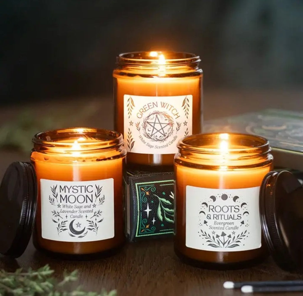 Green Witch Amber Jar Candles