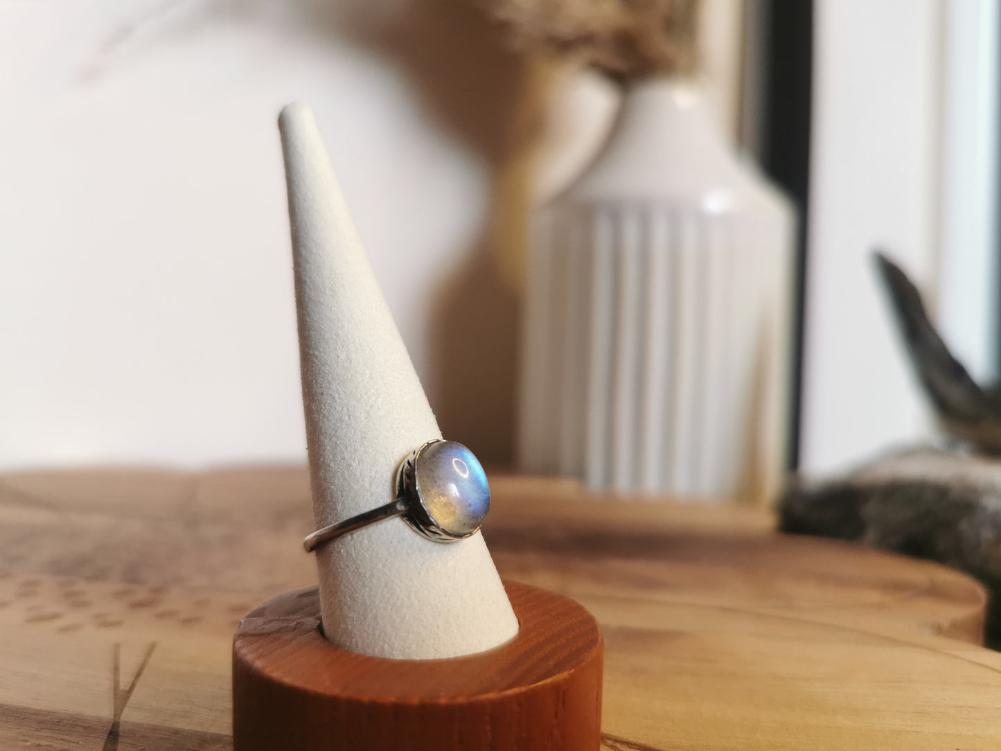 Labradorite Adjustable Ring Silver-Plated