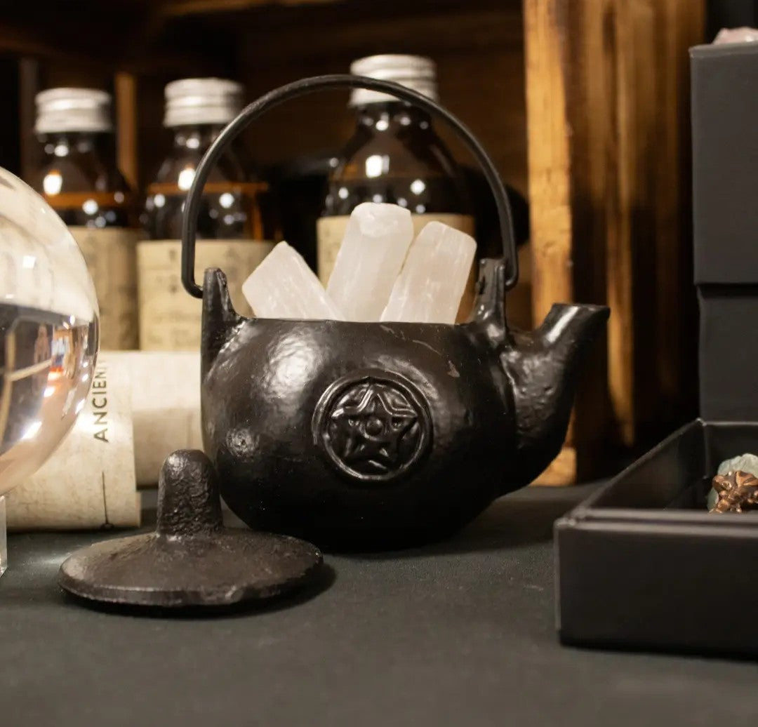 Cast Iron Ritual Pot with Pentagram