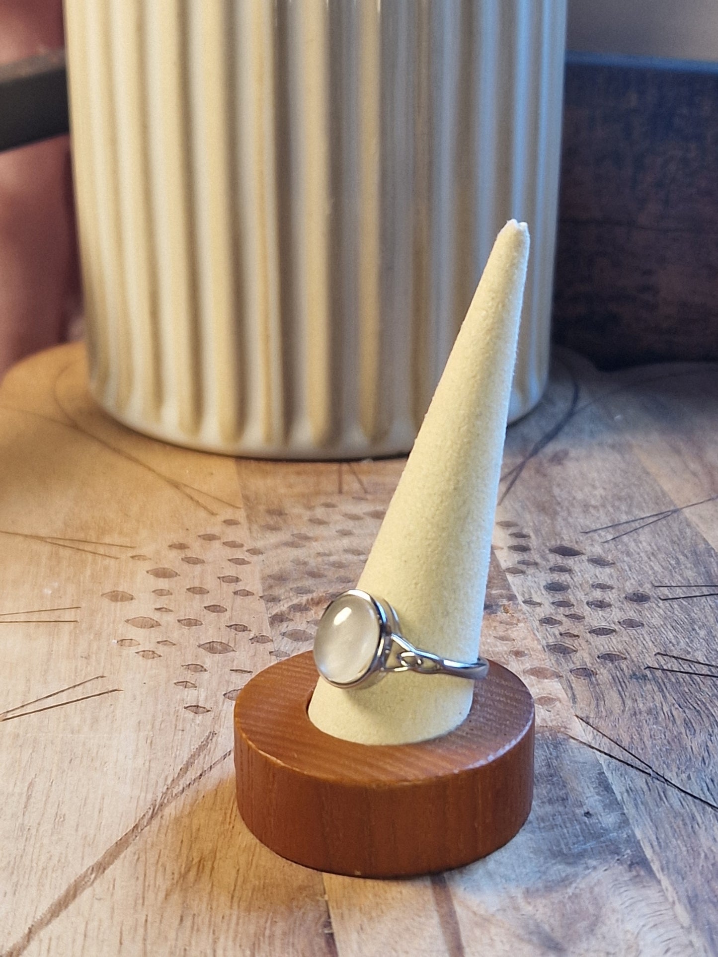 Moonstone 925 Silver Adjustable Ring