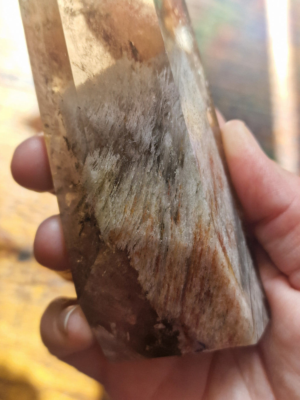Smoky Garden Quartz Point on Stand