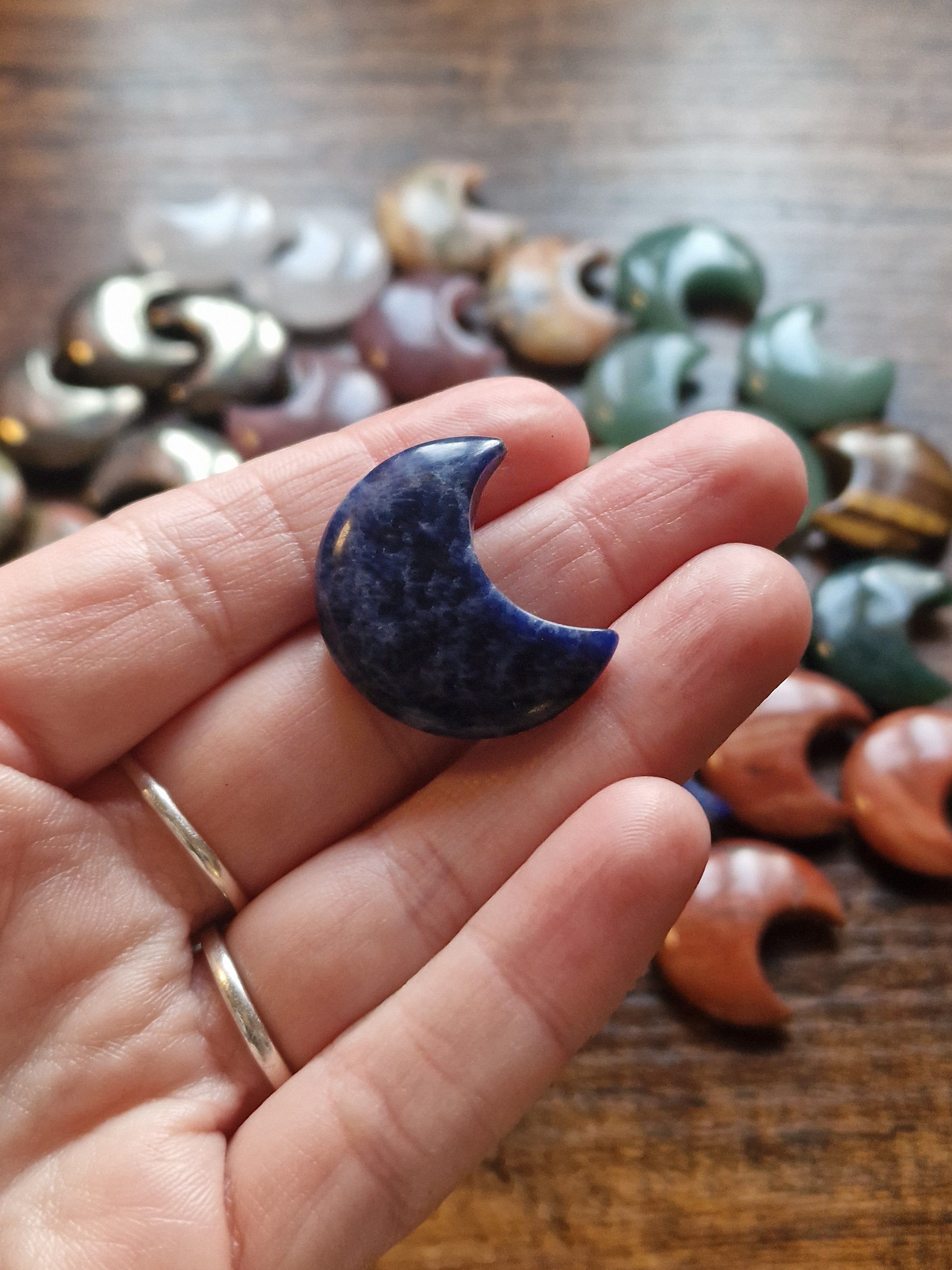 Small Crystal Moon Carvings