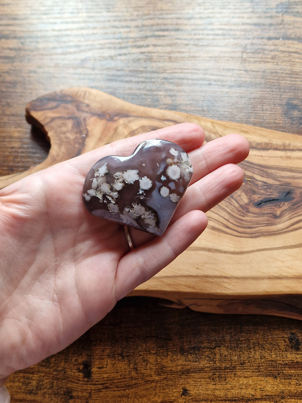 Blue-black Flower Agate hearts