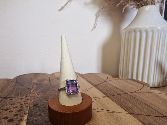 Rainbow Fluorite · Adjustable 925 Silver Ring🌈