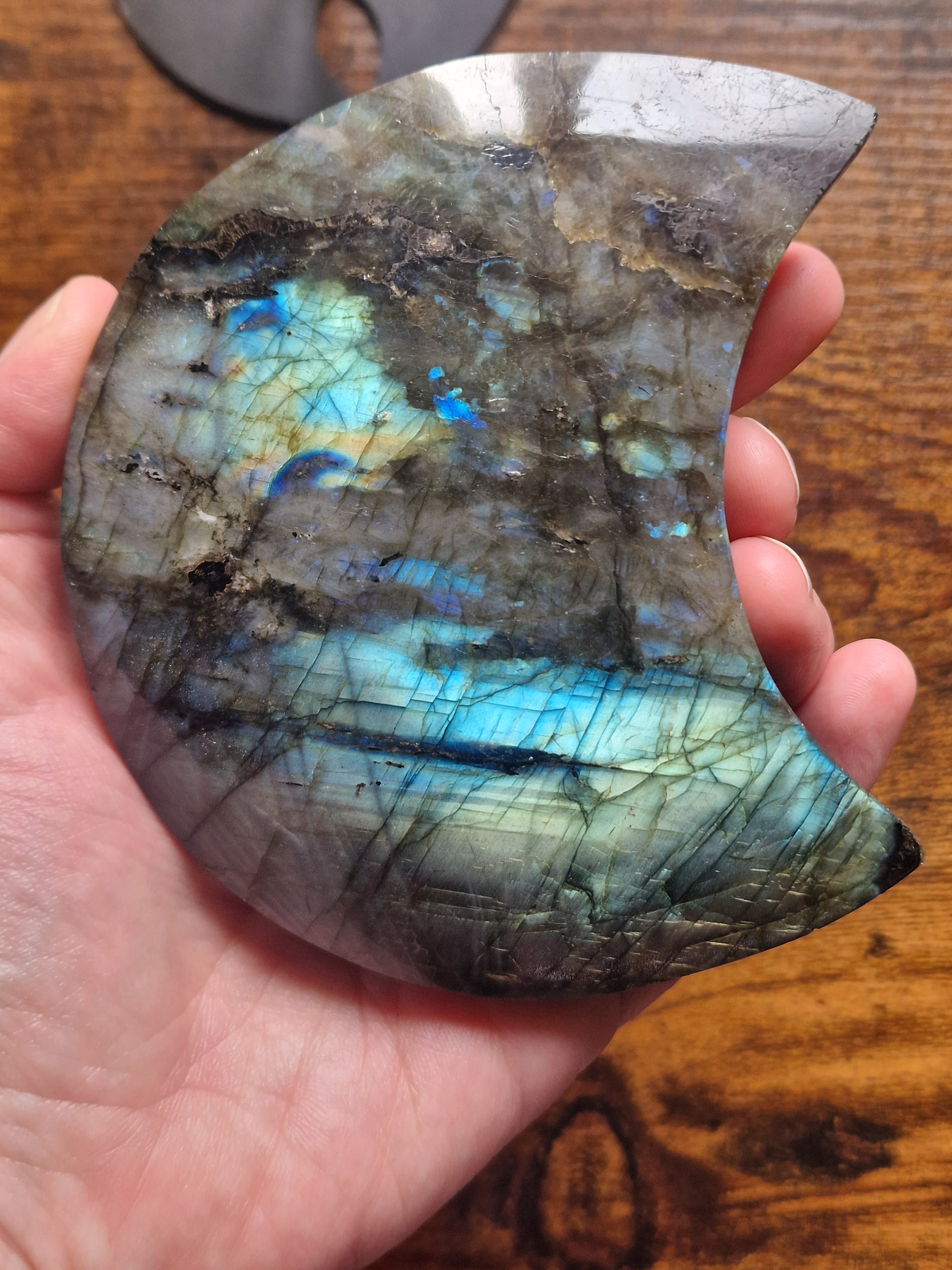 Labradorite Moon Carving on Stand