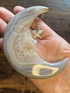 Druzy Agate Moon Carving