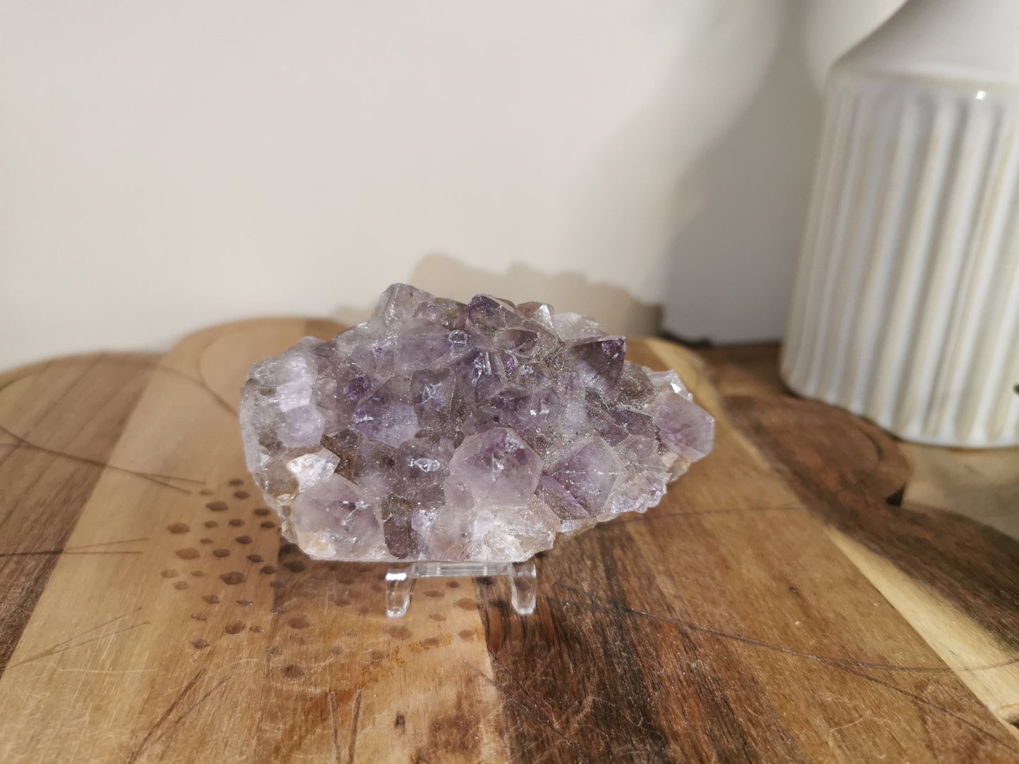 Amethyst Cluster with Blue Chalcedony Rosette Base
