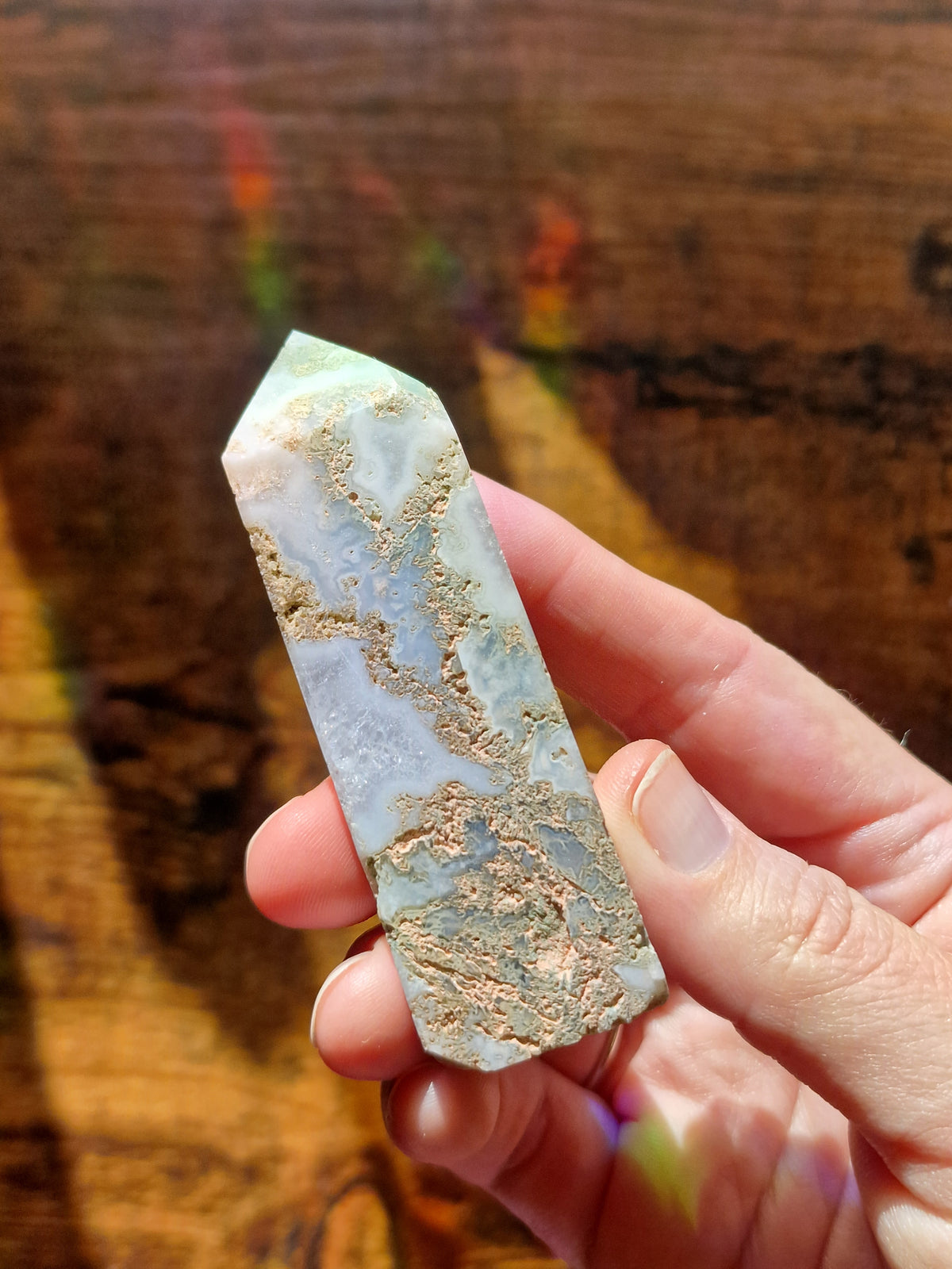 Chunky Moss Agate Druzy Tower