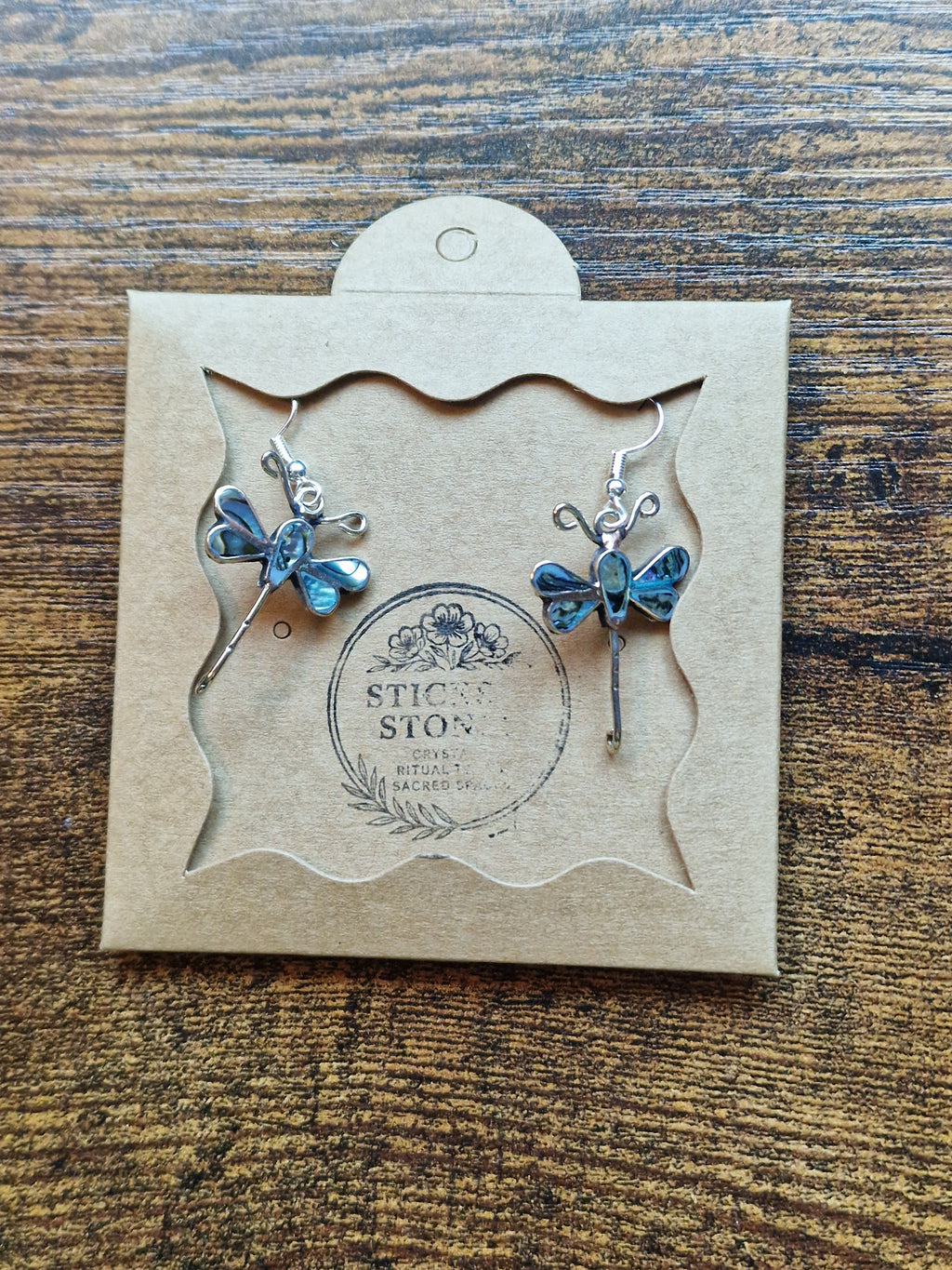 Abalone Shell Dragonfly Earrings