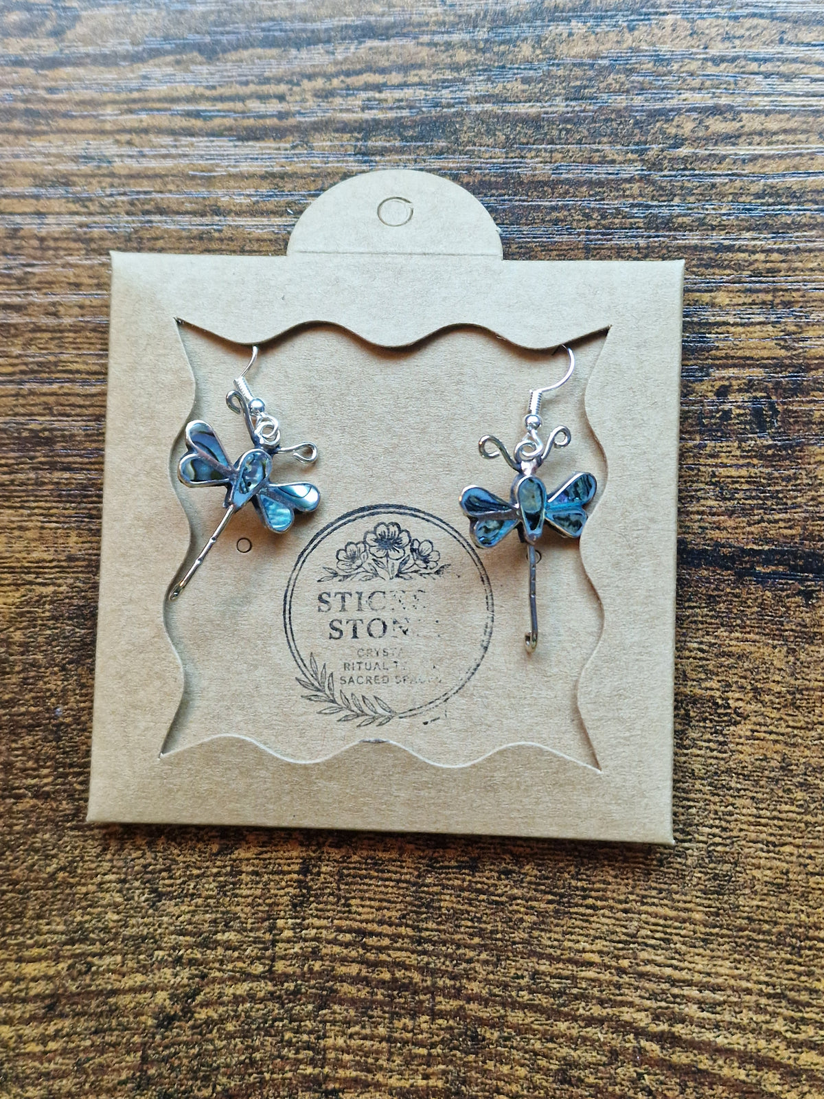 Abalone Shell Dragonfly Earrings