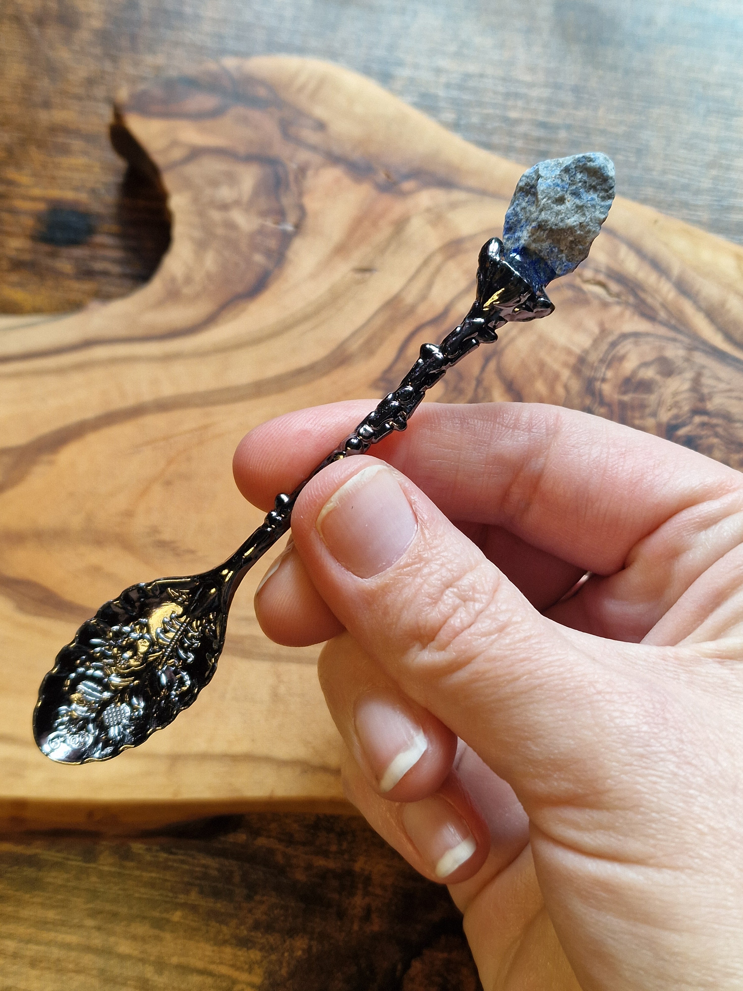 Crystal Altar Spoons ~ Dark Silver