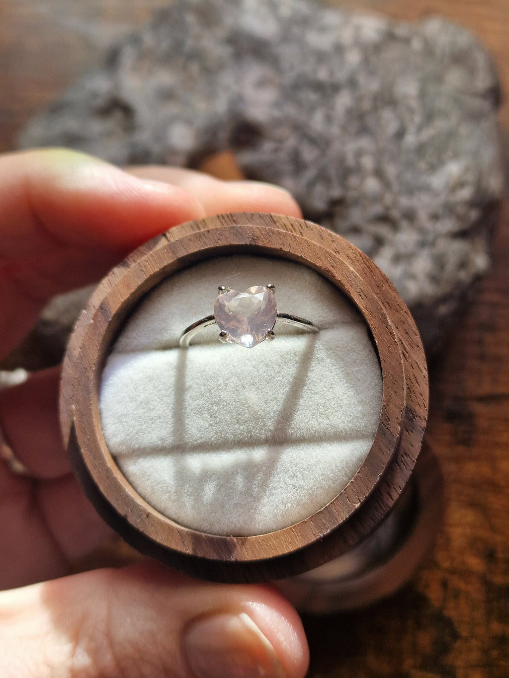 Rose Quartz Heart Ring