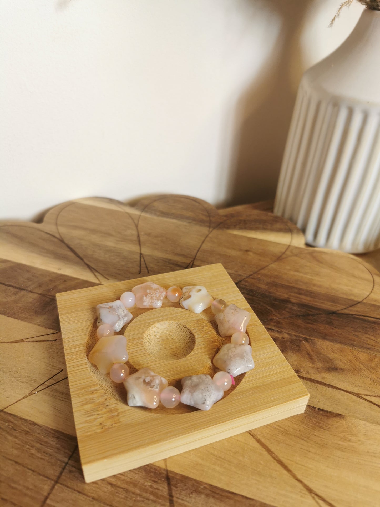 Chunky Flower Agate Star Bracelet