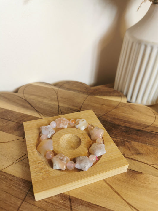 Chunky Flower Agate Star Bracelet