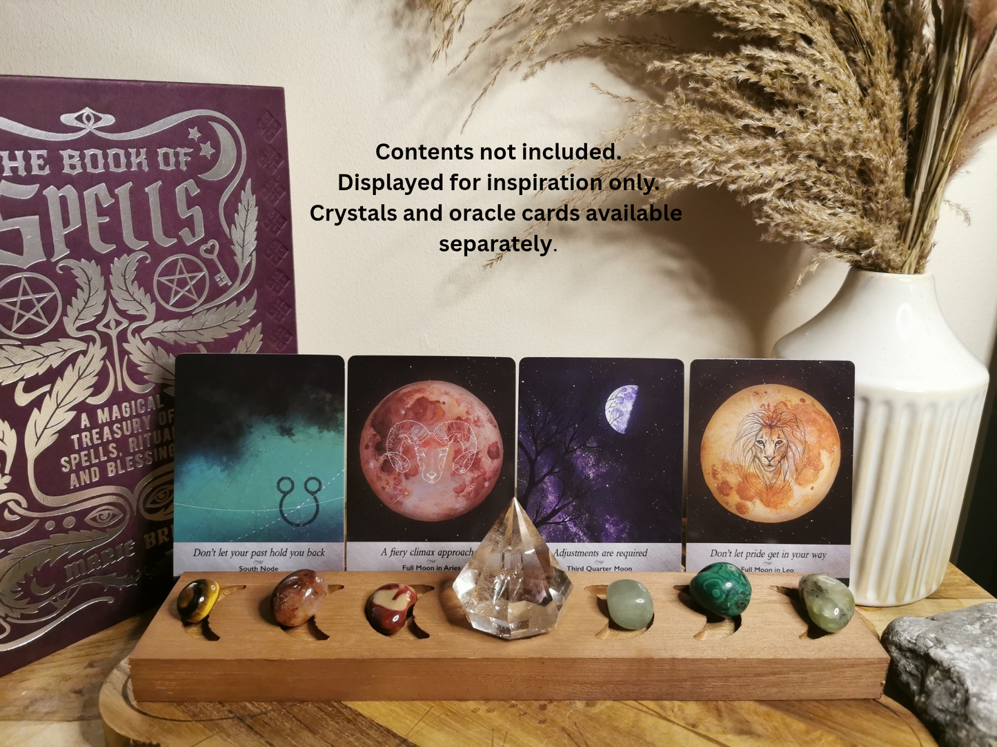 Wooden Moon Phase Tarot Card Display