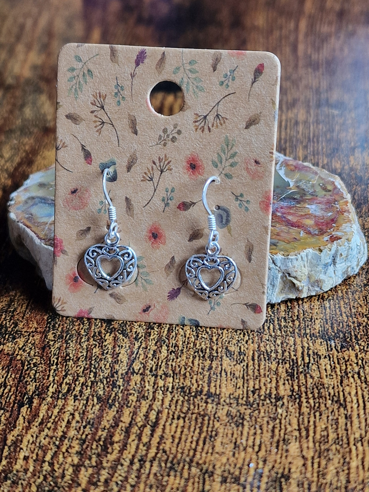 925 Silver Filigree Heart Earrings
