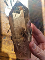 Smoky Garden Quartz Point on Stand